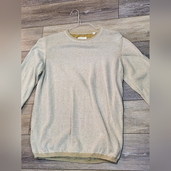 Billy Reid Soft Yellow Elbow Patch Crew Neck Long Sleeve Sweater Size Medium - Picture 7 of 8